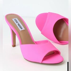 Steve Madden Bright Pink Heeled Mules